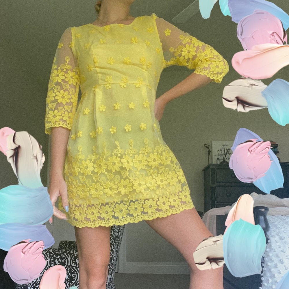yellow flower babydoll dress